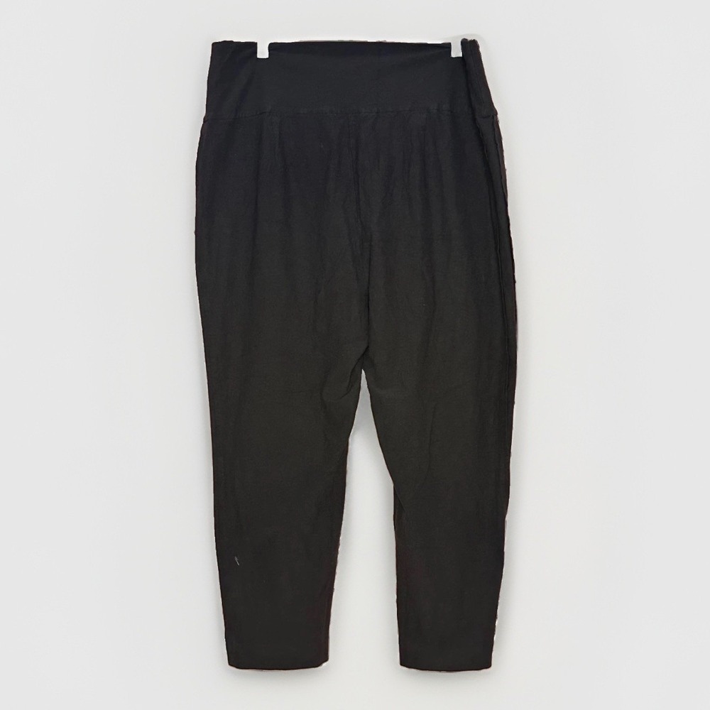 Eileen Fisher‎ Black Crepe Stretch Crop Pants High Rise Pull On Minimalist 35x22